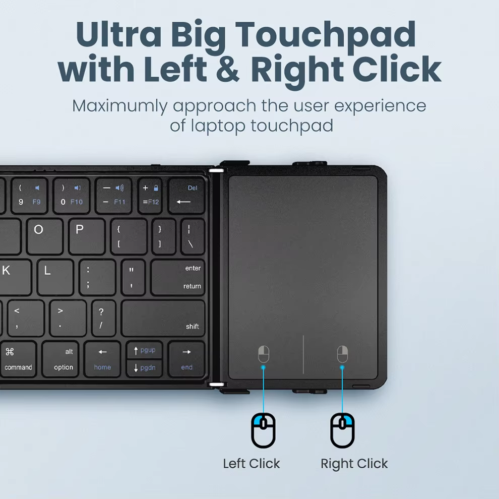 Folding Bluetooth Keyboard with Touchpad Wireless Foldable Keyboard with PU Leather for Ios Android Windows,Support 3 Devices